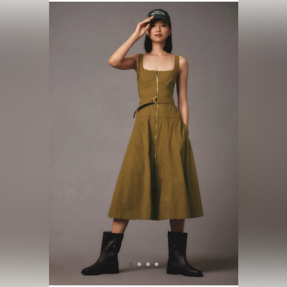 Anthropologie Khaki Midi Dress